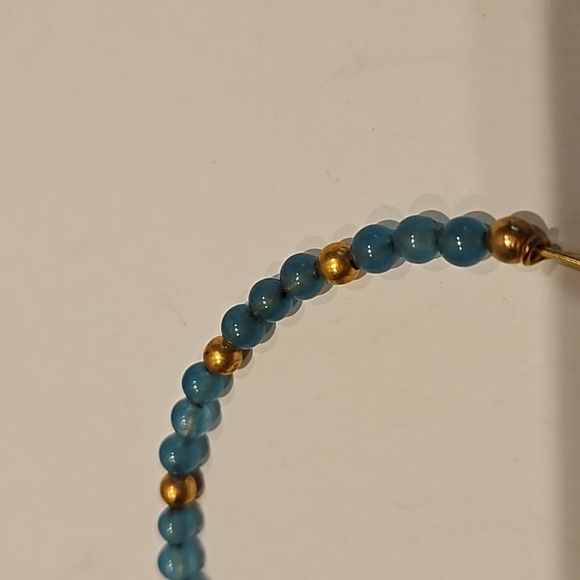 ALEX AND ANI Green & Goldtone Beads on 2 3/8" to 3"Dia. Goldtone Wire Bracelet - Picture 3 of 6